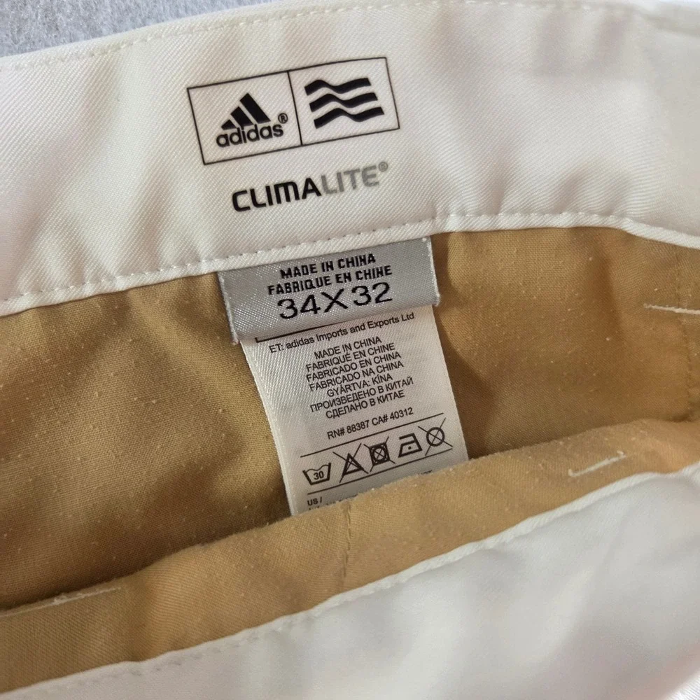 Adidas Climalite Mens White Golf Pants Straight Leg Performance Trousers 34x32